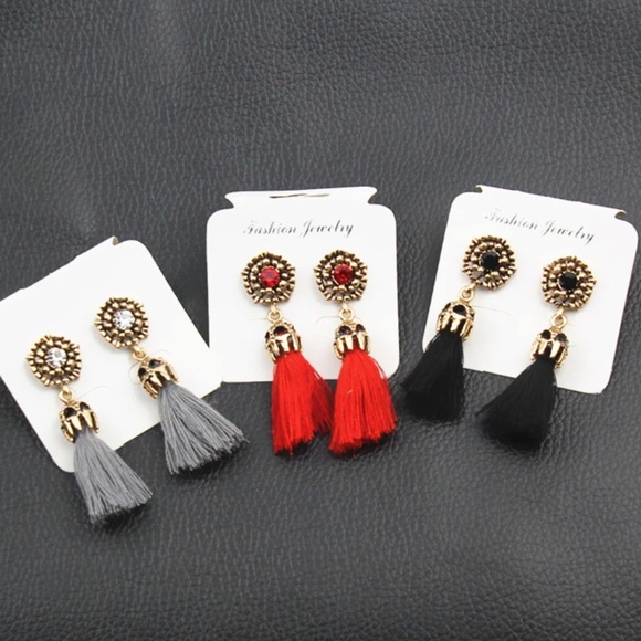 Vintage exquisite crystal Tassel Earrings - Picture 2 of 2